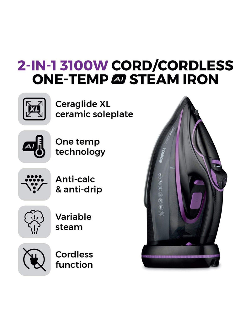 Tower cordless steam iron Lilac Black, imported from the UK