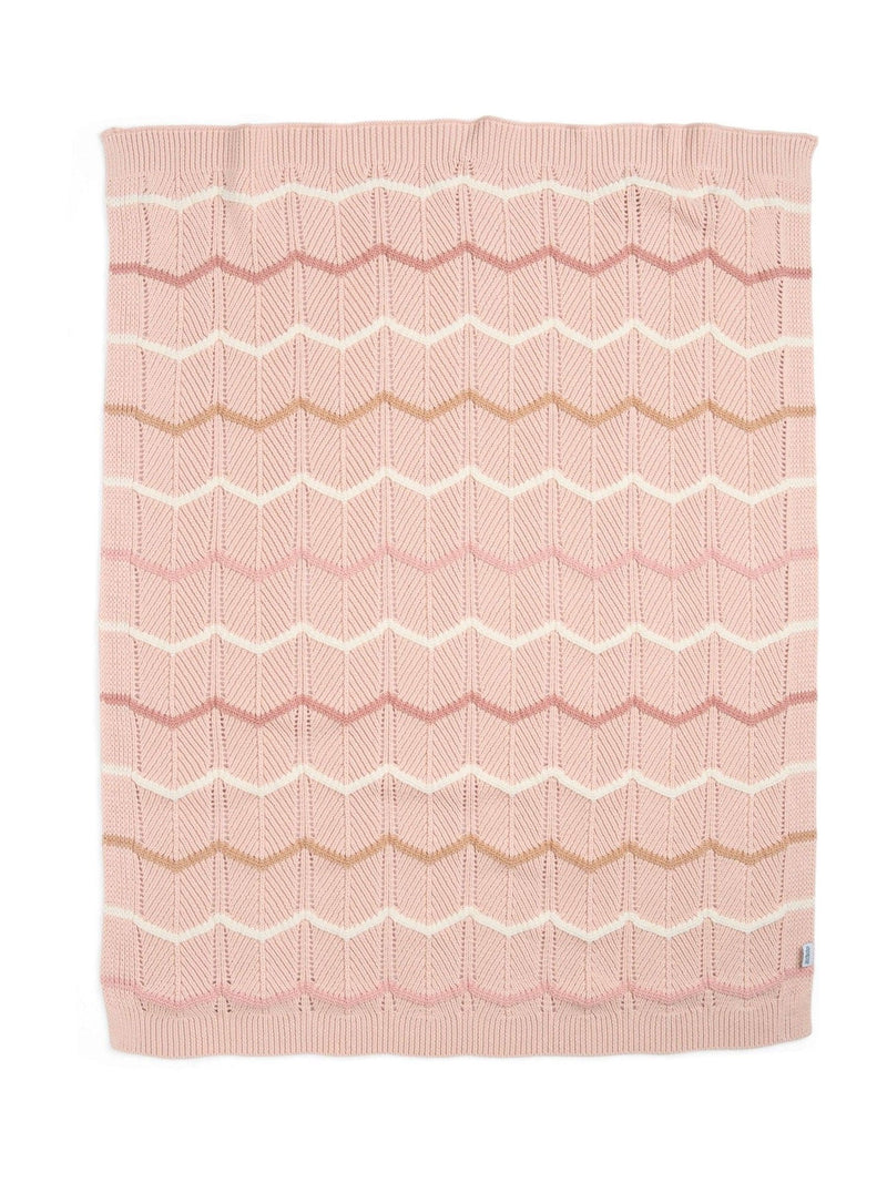 Mamas & Papas pink wave small knitted blanket, imported from the UK