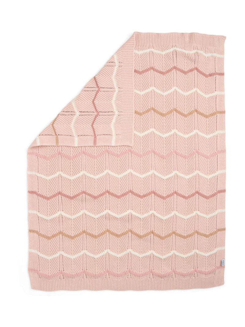 Mamas & Papas pink wave small knitted blanket, imported from the UK
