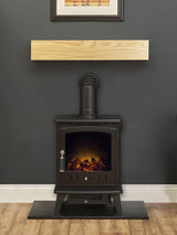 Next Adam Aviemore Electric Stove with Black Oak Beam Hearth and Stove Pipe Set- Buy online at McGrocer