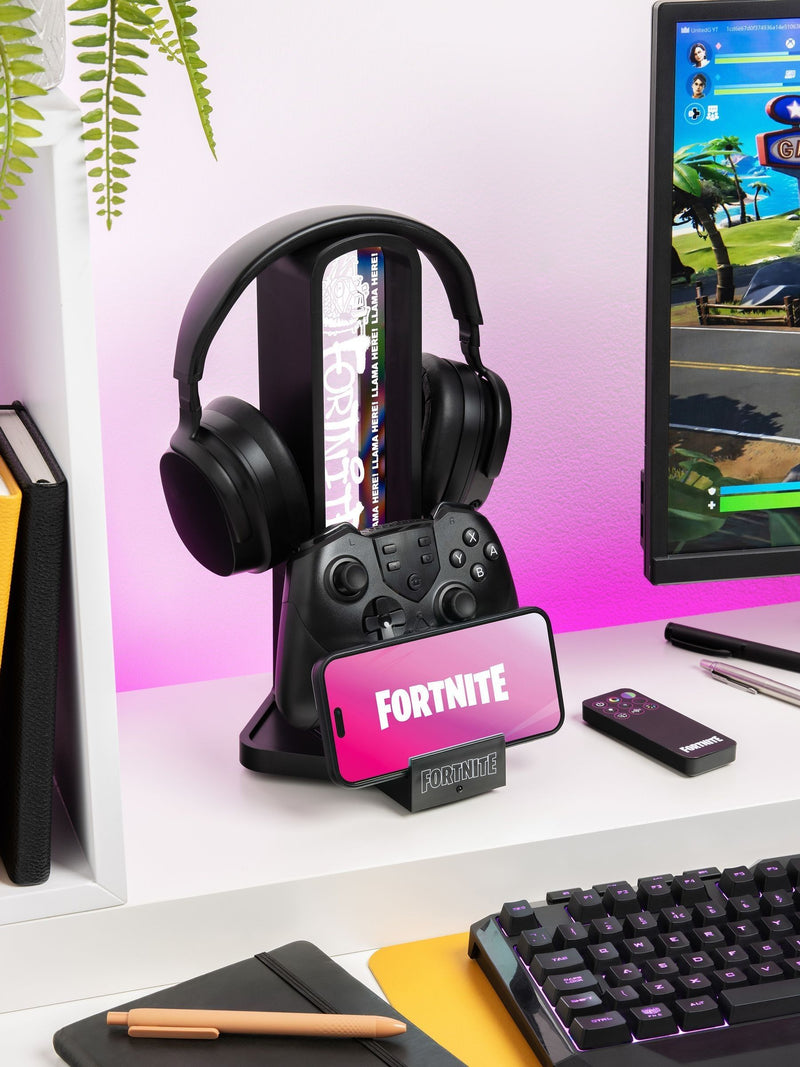 Fortnite Black Desk Headphone Stand with RGB lights (British brand)