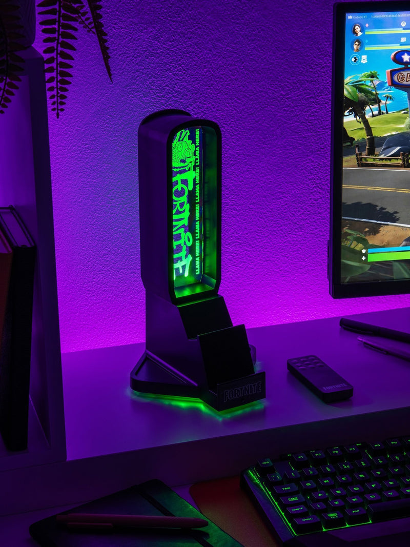 Fortnite Black Desk Headphone Stand with RGB lights (British brand)