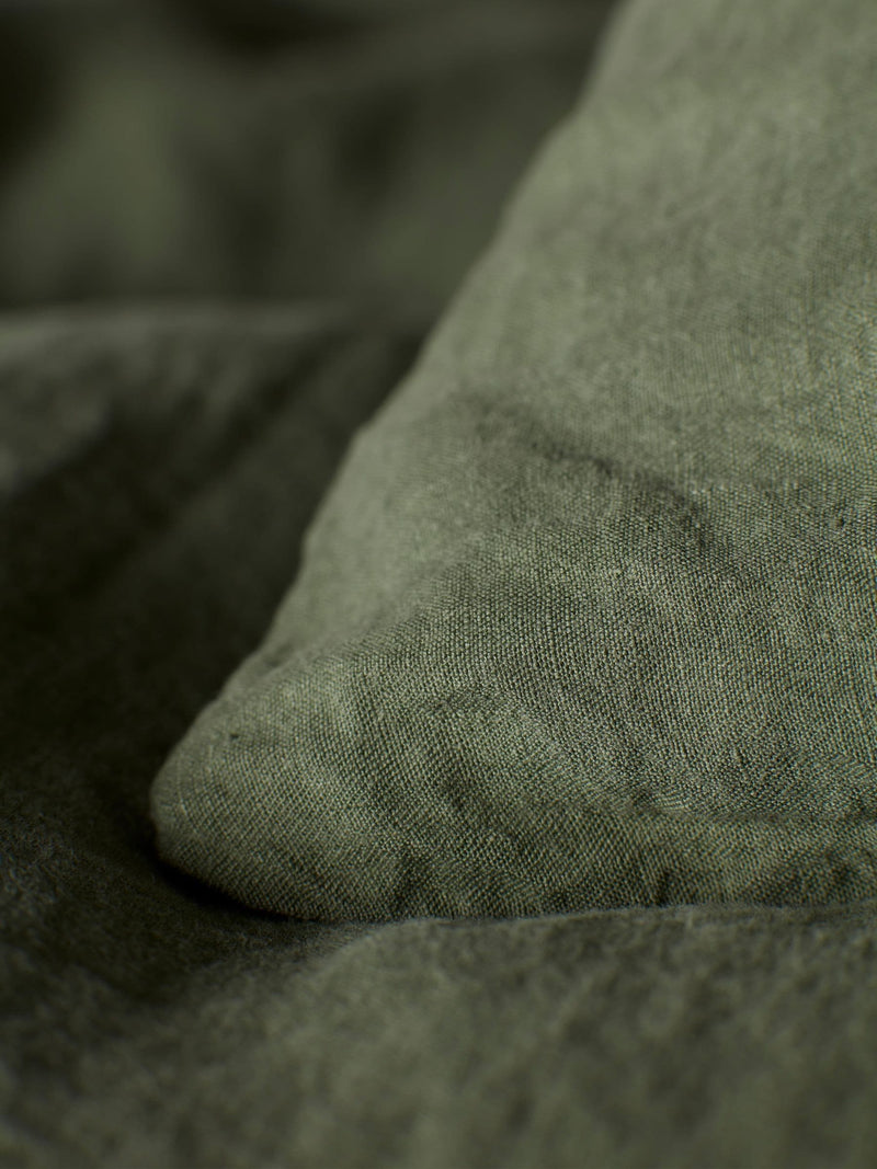 Secret Linen Store olive green 100% linen pillowcase standard (British brand)