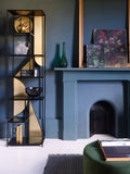 Swoon black Pablo narrow shelving with mango wood - British product