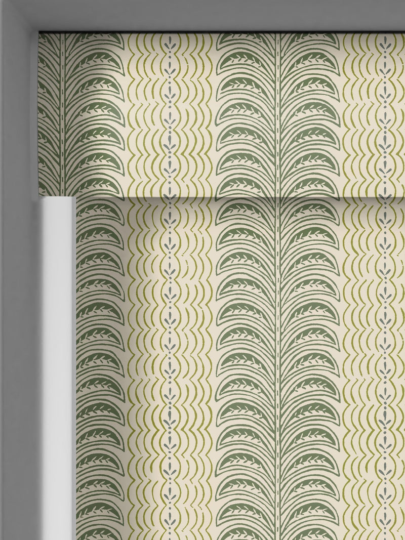 Land & Shore Green Fintra Stripe roller blind - British product