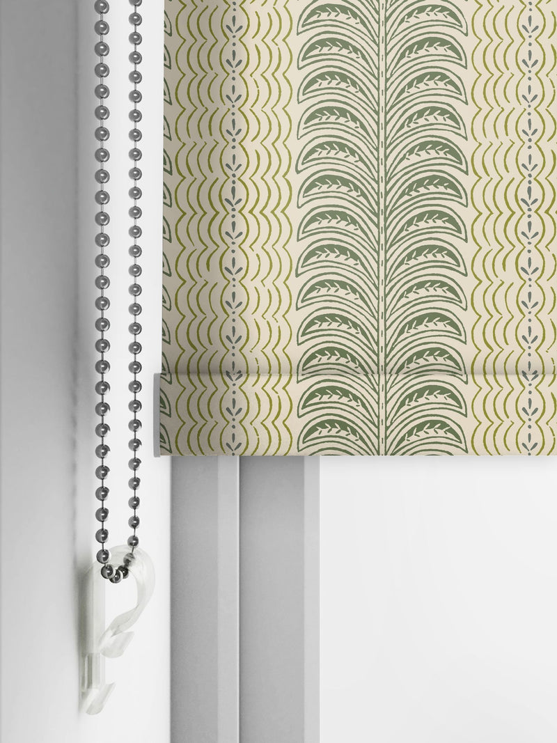 Land & Shore Green Fintra Stripe roller blind - British product