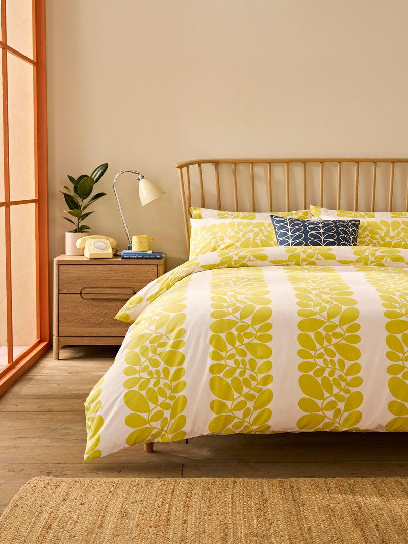 Orla Kiely yellow sycamore stripe pillowcases set of 2 (British brand)