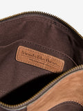 Friends Like These chocolate brown suede clutch bag, UK version