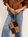 Friends Like These chocolate brown suede clutch bag, UK version