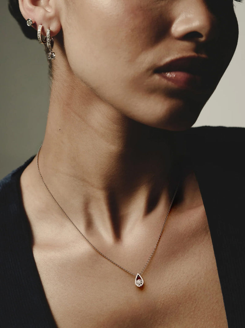 The Diamond Store teardrop solitaire pendant necklace 0.25ct, imported from the UK