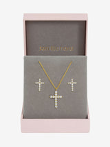 Next Jon Richard Gold Tone Cubic Zirconia Cross Pendant and Earring Set- Buy online at McGrocer