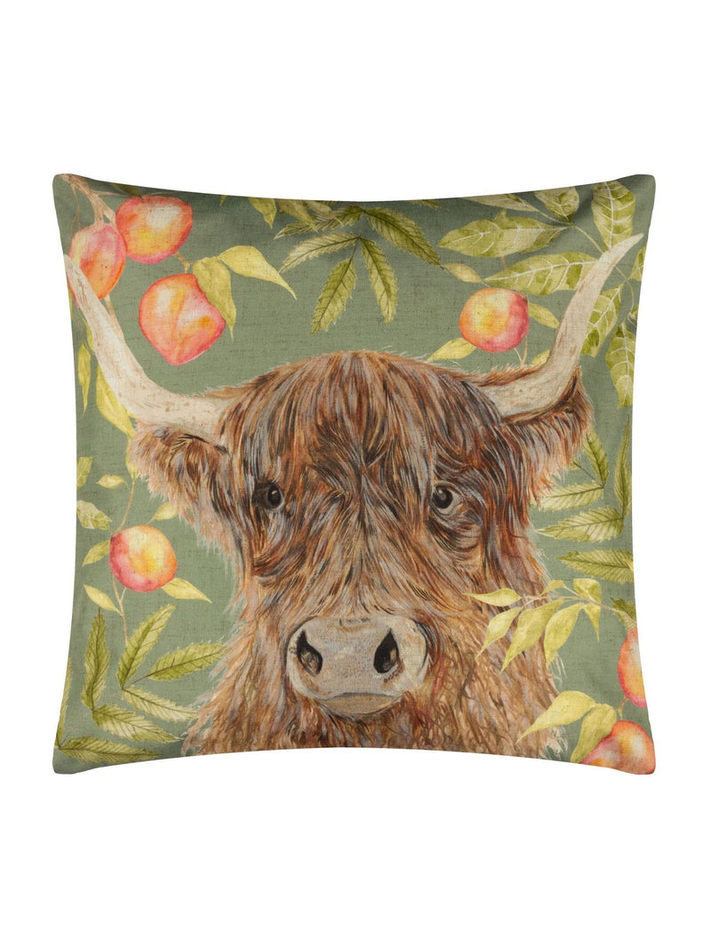 Evans Lichfield Highland cow outdoor cushion 43x43cm (British brand)