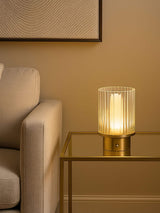 Next Searchlight Brass Glass LED Rechargeable Table Lamp- Buy online at McGrocer