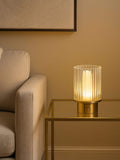Searchlight brass glass rechargeable lamp, UK version