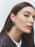 Blue resin pull through earrings (British brand)