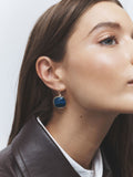 Blue resin pull through earrings (British brand)