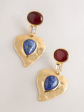 Gold tone hammered resin heart drop earrings (British brand)