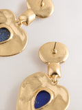 Gold tone hammered resin heart drop earrings (British brand)