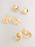 Gold tone knot stud earrings 3 pack (British brand)