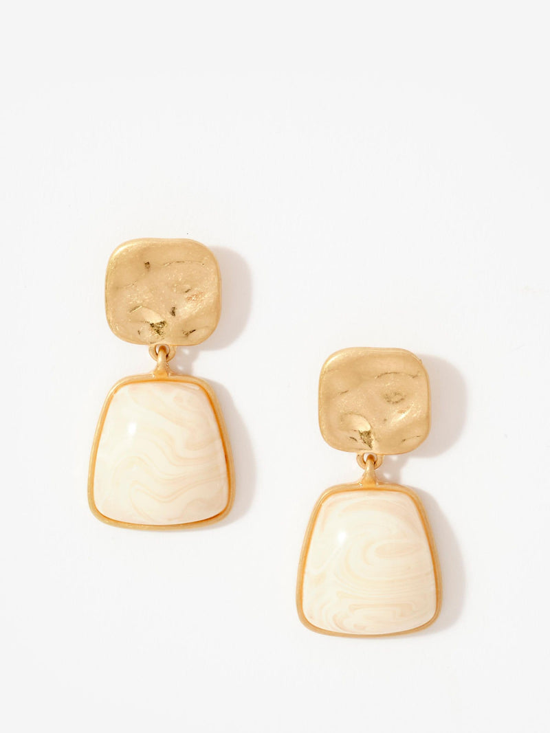 Mint Velvet cream stone earrings gold tone, UK version