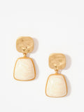 Mint Velvet cream stone earrings gold tone, UK version