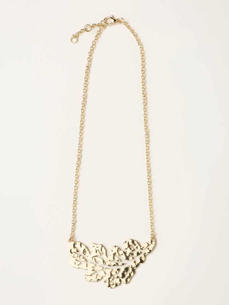 FatFace gold tone leaf necklace V&A, UK version