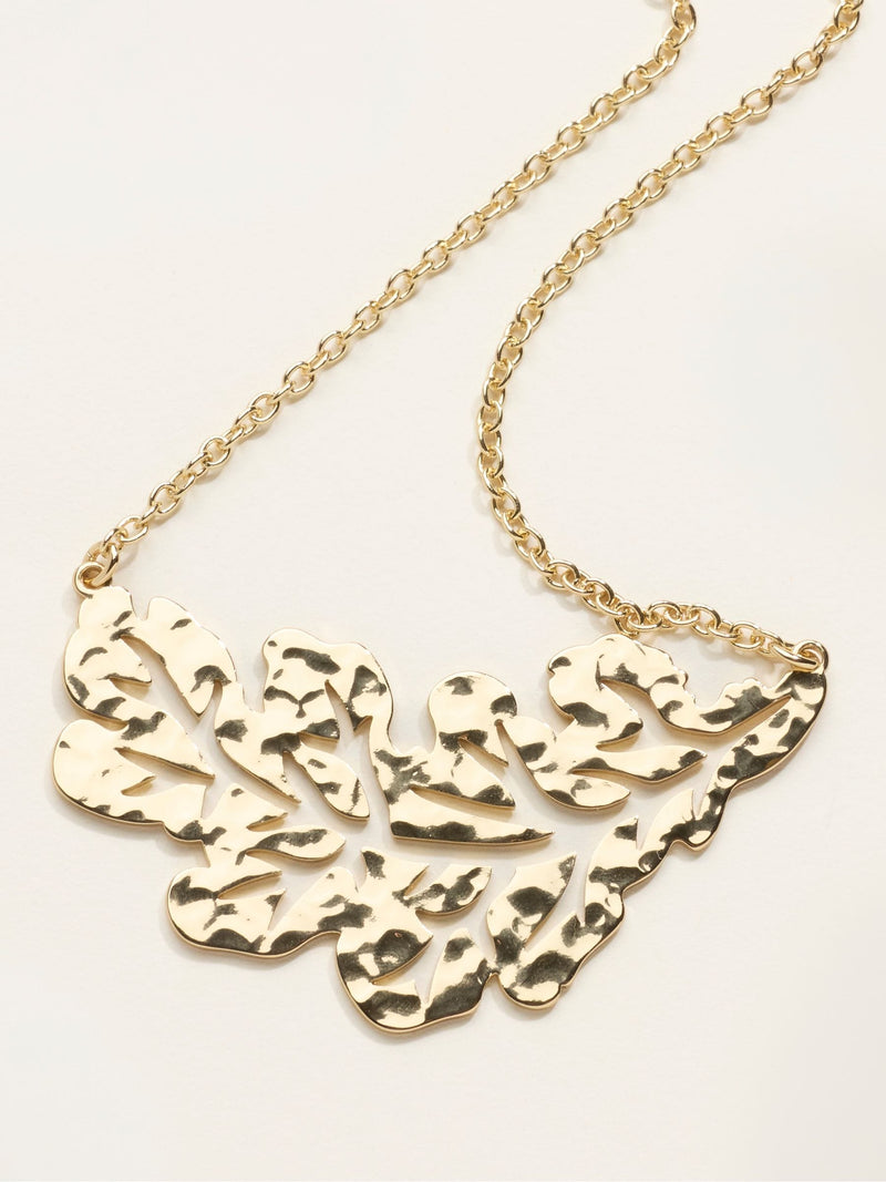 FatFace gold tone leaf necklace V&A, UK version