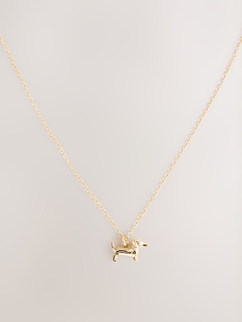 Gold tone sausage dog pendant necklace (British brand)