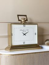 Next Libra Interiors Brass Latham Rectangular Large Mantel Clock- Buy online at McGrocer