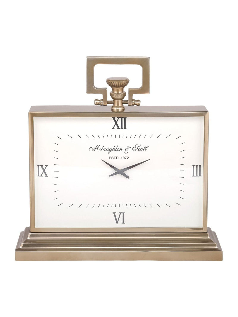 Libra Interiors mantel clock brass Latham large, imported from the UK