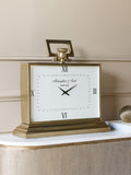 Libra Interiors mantel clock brass Latham large, imported from the UK