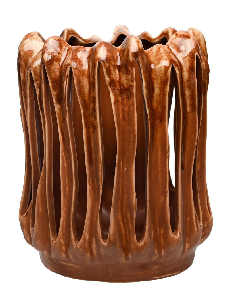 Libra Interiors Denton reactive glaze candle holder 23cm - British product