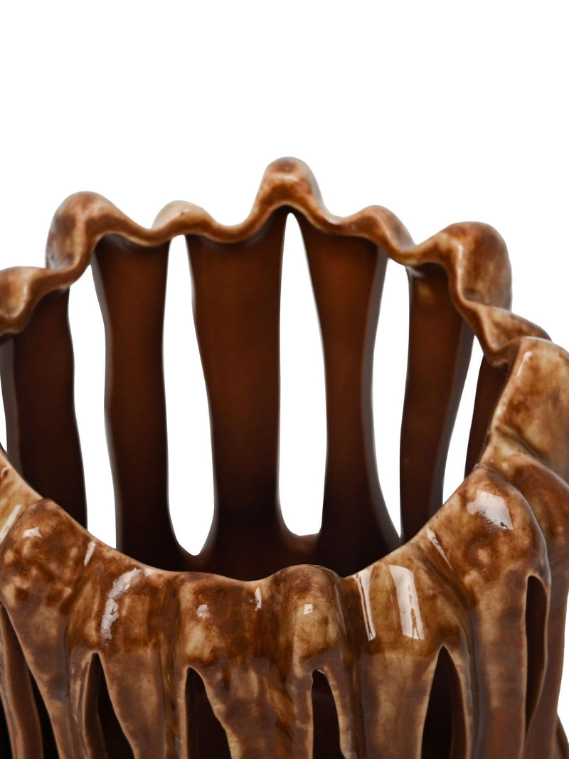 Libra Interiors Denton reactive glaze candle holder 23cm - British product