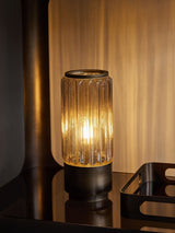Next Libra Interiors Eleanor Brown Glass Table Uplighter Lamp Large- Buy online at McGrocer