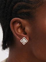 Next Inicio Silver Plated Satin Clover Stud Earrings- Buy online at McGrocer