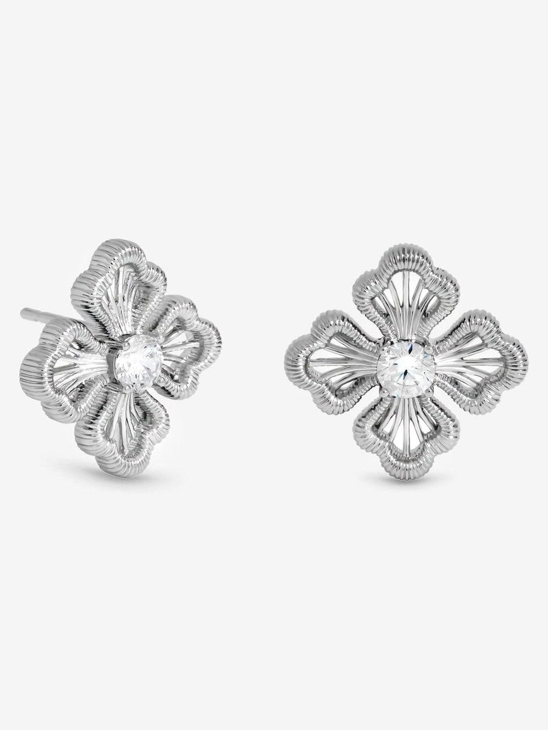 Inicio silver plated satin clover stud earrings (British brand)