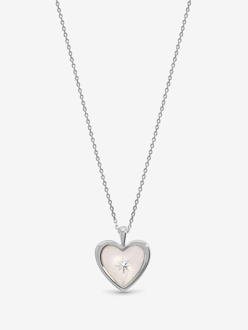 Inicio sterling silver mother of pearl heart pendant (British brand)