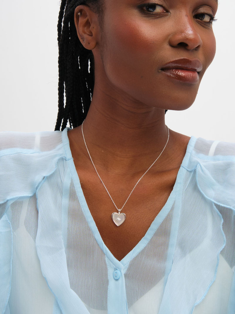 Inicio sterling silver mother of pearl heart pendant (British brand)