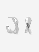 Next Inicio Sterling Silver Plated Large Polished Twist Hoops- Buy online at McGrocer