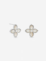 Next Inicio Sterling Silver Plated Mother of Pearl Clover Stud Earrings- Buy online at McGrocer