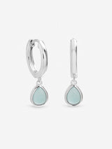 Next Inicio Sterling Silver Plated Turquoise Peardrop Charm Hoop Earrings- Buy online at McGrocer