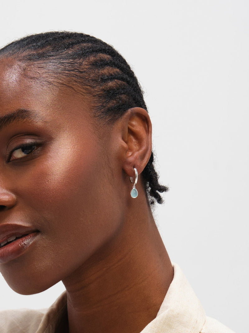 Inicio turquoise peardrop charm hoop earrings 25mm - British product