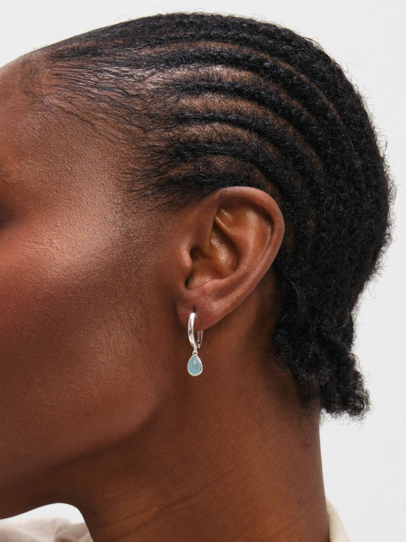 Inicio turquoise peardrop charm hoop earrings 25mm - British product