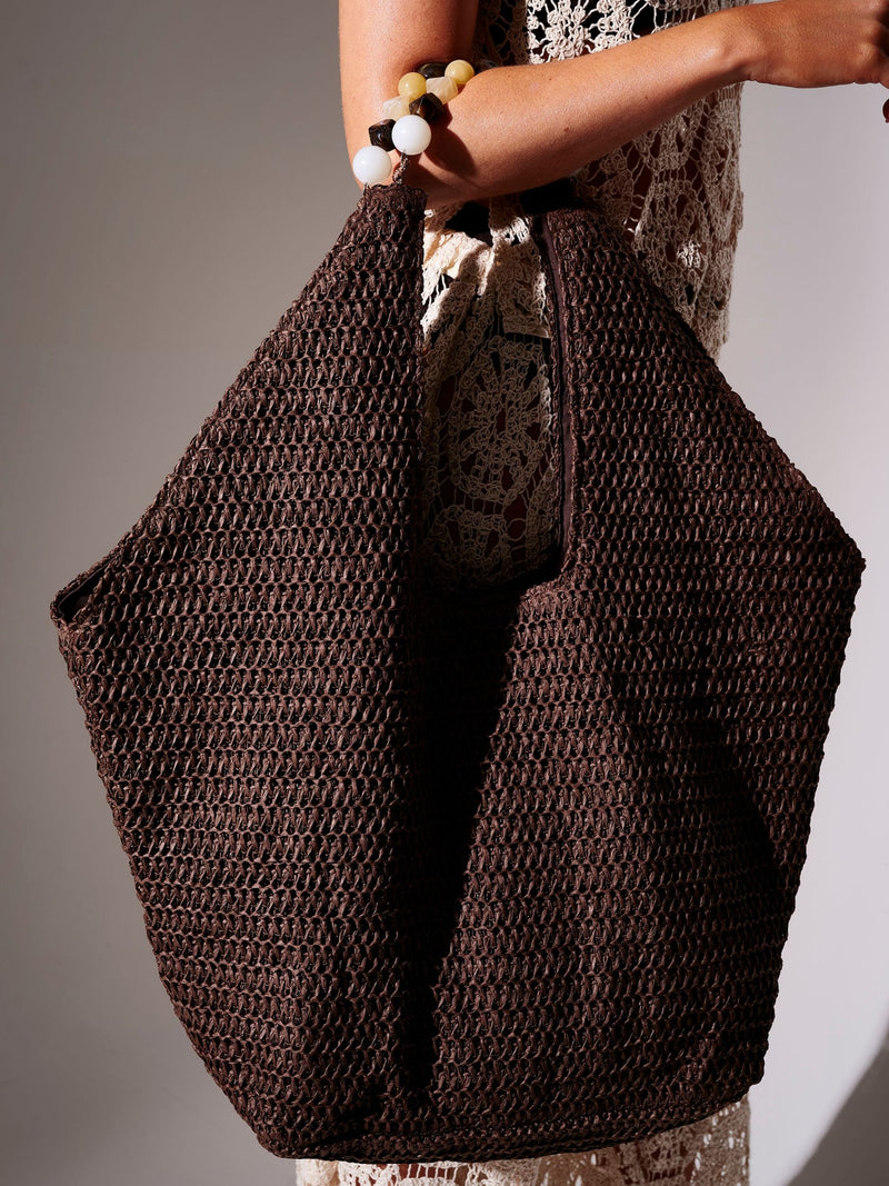 South Beach oversized straw beaded shoulder bag, UK version