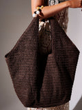 South Beach oversized straw beaded shoulder bag, UK version
