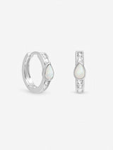 Next Inicio Sterling Silver Plated Opal Huggie Hoops Earrings- Buy online at McGrocer