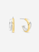 Next Inicio Sterling Silver Plated Two Tone Double Row Hoop Earrings- Buy online at McGrocer