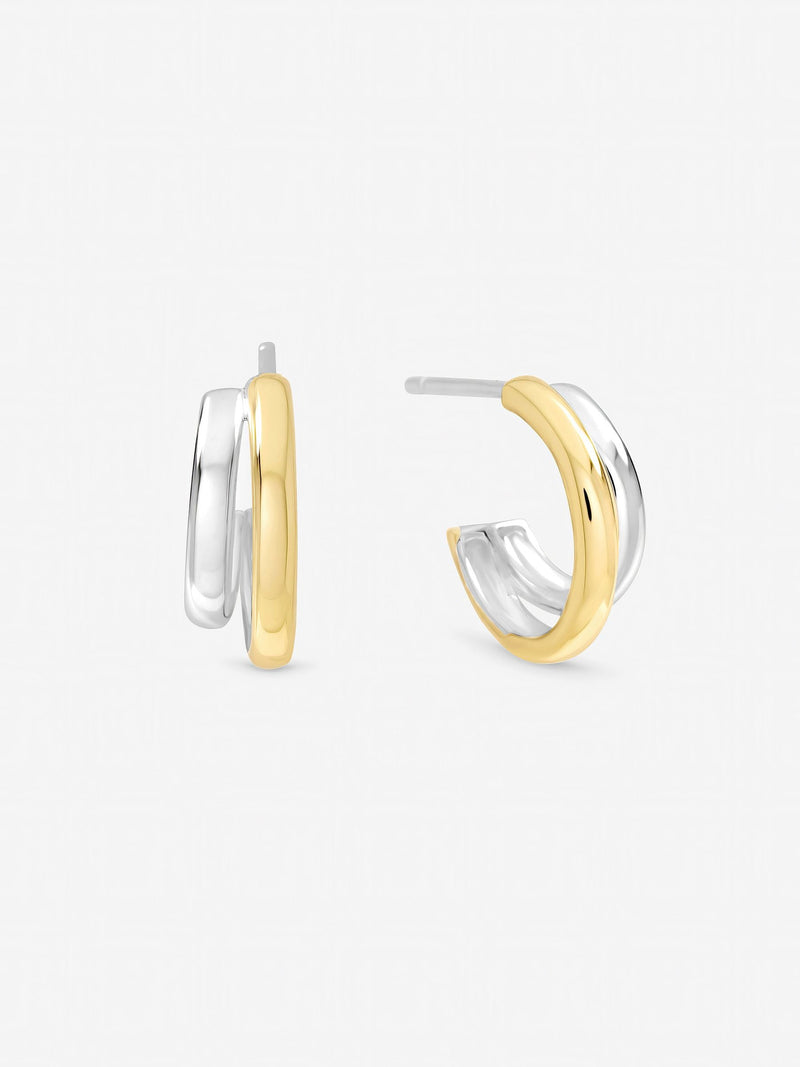 Inicio two tone double row hoop earrings 15.5mm, UK version