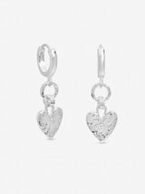 Next Inicio Sterling Silver Plated Hammered Heart Link Drop Hoop Earrings- Buy online at McGrocer