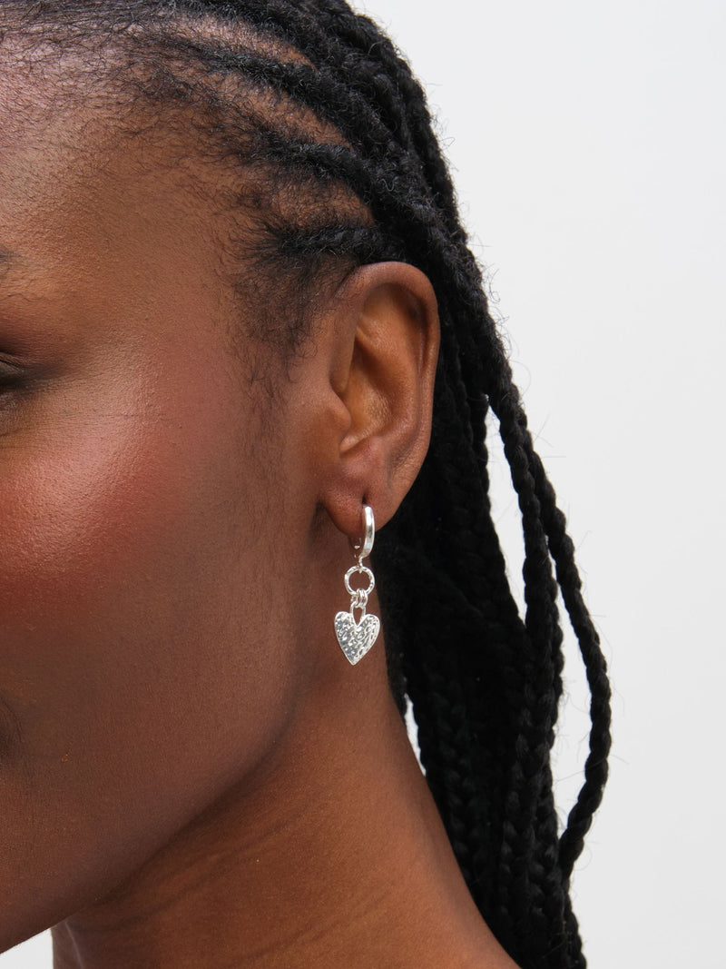 Inicio hammered heart hoop earrings 25mm - British product